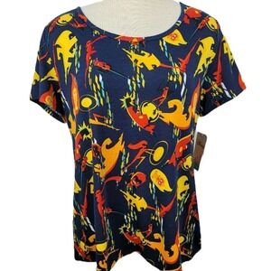 Lularoe Disney Incredibles Comic Womens Large Blue Short Sleeve T Shirt